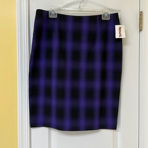 The Limited Purple and Black Plaid Pencil Skirt